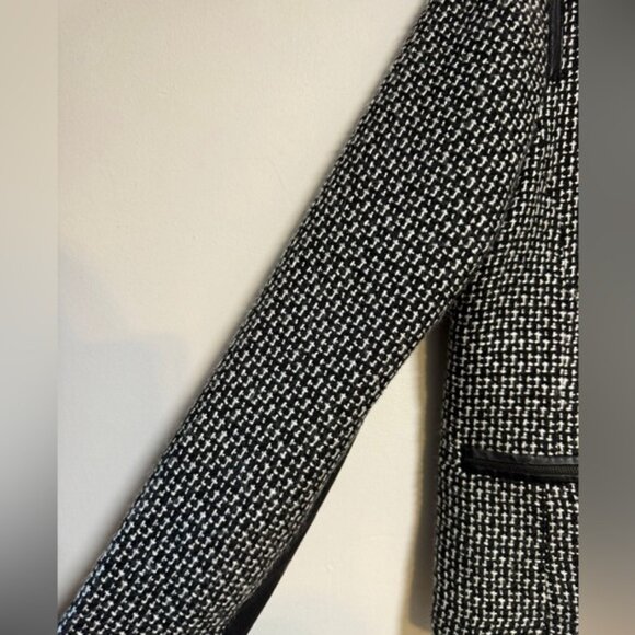 Sandro Tweed Moto Jacket Black & White Size L - Picture 8 of 11